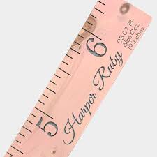 Wood Growth Chart Ruler Engraved Birth Details On Woodrose
