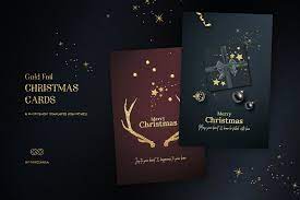 Our flat cards come in 4x8, 5x7, and 6x8, the seal and send cards are 7x10, and the foil cards and folded greeting cards are 5x7. 8 Gold Foil Christmas Cards Creative Photoshop Templates Creative Market