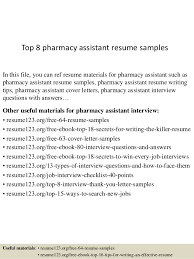 Top 8 Pharmacy Assistant Resume Samples