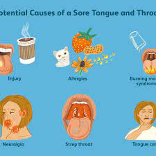 causes of a sore tongue and throat