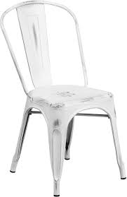Smart counter chair distressed white. Amazon Com Flash Furniture Commercial Grade Distressed White Metal Indoor Outdoor Stackable Chair Garden Outdoor