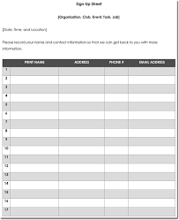 Signup Sheet Templates 40 Sheets 15 Types Word Excel