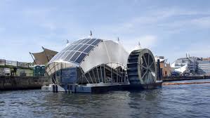 solar powered water wheel is cleaning