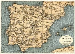old map of spain and portugal in 1900