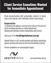 Client Service Executive In Nepal With Client Services Job