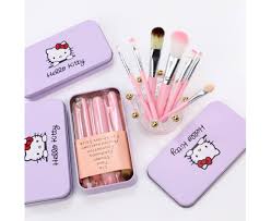 cute mini o kitty 7pcs makeup brush kit