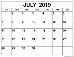 Calendar July 2019 Free Printable Templates Free