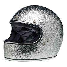 Biltwell Gringo Ece Helmet Brite Silver Megaflake