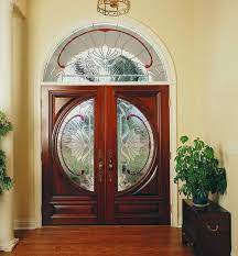 Wood Entry Doors Stained Glass Door
