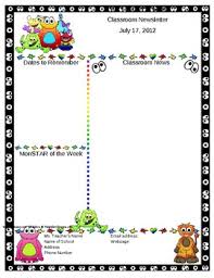 Monster Themed Classroom Newsletter Template Editable By Mrs Magee
