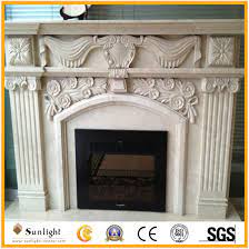 Carved White Marble Stone Fireplace