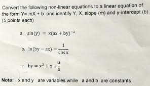 Linear Equation Of The Form Y Mx B