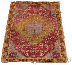 antique turkish all silk worn rug