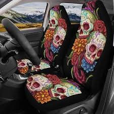 Sugar Skull Seat Cover Mat For Car