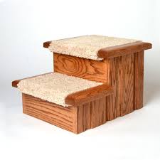 oak wood carpeted pet stairs