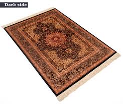 qom silk persian rug black 143 x 99 cm