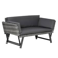 Outsunny Rattan Outdoor Loveseat With