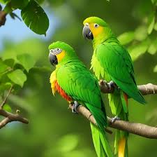green parrot birds ai generated