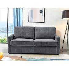 Manchester Polyester Corduroy 70 In Gray Square Arms Sofa Bed