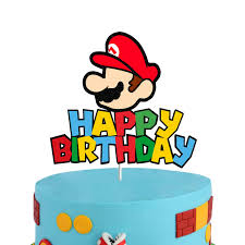 My nephew is a huge super mario brother fan! Glitter Super Mario Cake Topoper Cartoon Happy Birthday Cake Decor Video Gaming Characters Birthday Party Decorations Kids Birthday Baby Shower Party Favors Amazon Com Grocery Gourmet Food