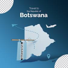 premium psd botswana map with flag