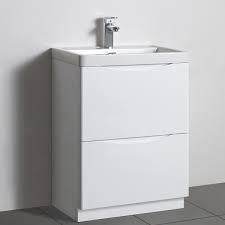 Quality free standing bathroom cabinets at howdens. Jupiter Manila White Gloss Floor Standing 600mm Bathroom Vanity Unit And Basin