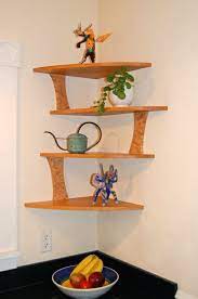 Wavy Wooden Shelves Corner Shelf