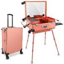 aluminum trolley makeup train case with