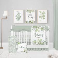 Greenery Crib Bedding Set Baby Girl