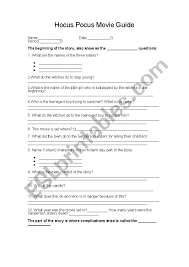 Only true fans will be able to answer all 50 halloween trivia questions correctly. Hocus Pocus Movie Guide Esl Worksheet By Aclark99773