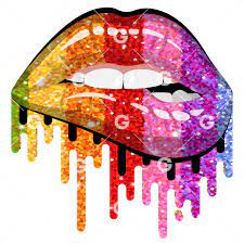 rainbow glitter drip lips svg svged