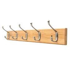 1pc 5 hooks coat hanger solid wood wall