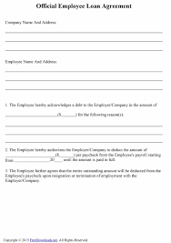 Employee Loan Form Template Agreement Free Templates Word
