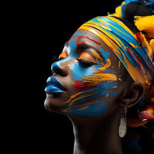 colorful woman afro portrait body