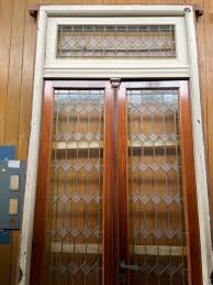 Mahogany Leaded Glass Entry Doors With