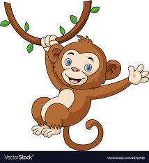 cute monkey cartoon hanging in tree