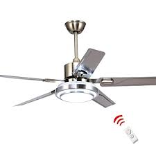 Fan scheduling, fan time, turbo mode, sleep mode, breeze mode and reverse rotation are some of the major but if you are exclusively looking for ceiling fans with light that will serve not one but two it has a fully functional integrated led light with 5 step dimming. Buy 5 Blade Stainless Steel Remote Control Ceiling Fan 3 Lights Dimming Reversible Rotating Led Fan Ceiling Light Indoor Mute Energy Saving Fan Chandelier Online In India B07l12qldc