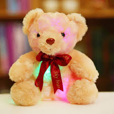 Us 3 13 15 Off 25cm Creative Light Up Led Teddy Bear Stuffed Animals Plush Toy Colorful Glowing Christmas Gift For Kids Yyt222 In Stuffed Plush