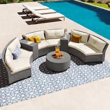 patio set outdoor curved rattan sofa