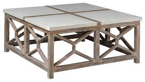 Open Light Weathered Wood Coffee Table