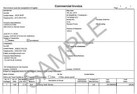 Customs Commercial Invoice Template Chakrii