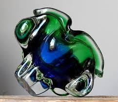 glass bowl vase czech bohemian art