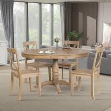 Oval Extendable Wooden Dining Table Set