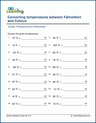 Grade 4 Temperature Worksheet Convert