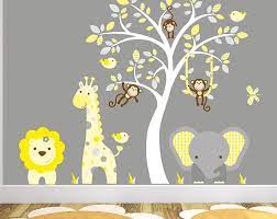 Yellow And Grey Jungle Wall Stickers