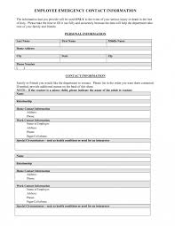 Employee Emergency Contact Form Samples 40722710245231 Employee