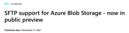 sftp support for azure blob storage