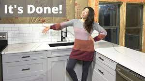 subway tile backsplash installed