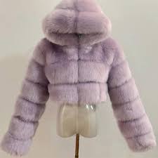 Furry Cropped Faux Fur Coats