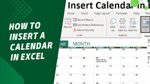how to insert a calendar in excel step